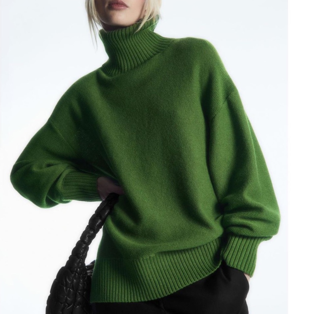 COS Oversized Wool Roll-Neck Green Sweater - XS